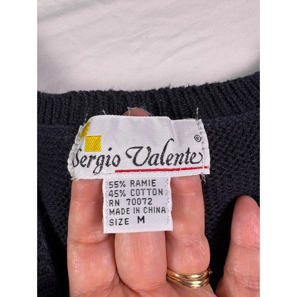 Vintage 90s Sergio Valente Knit Top Women M Neon Abstract Aztec Bold Art Chunky - Picture 4 of 6